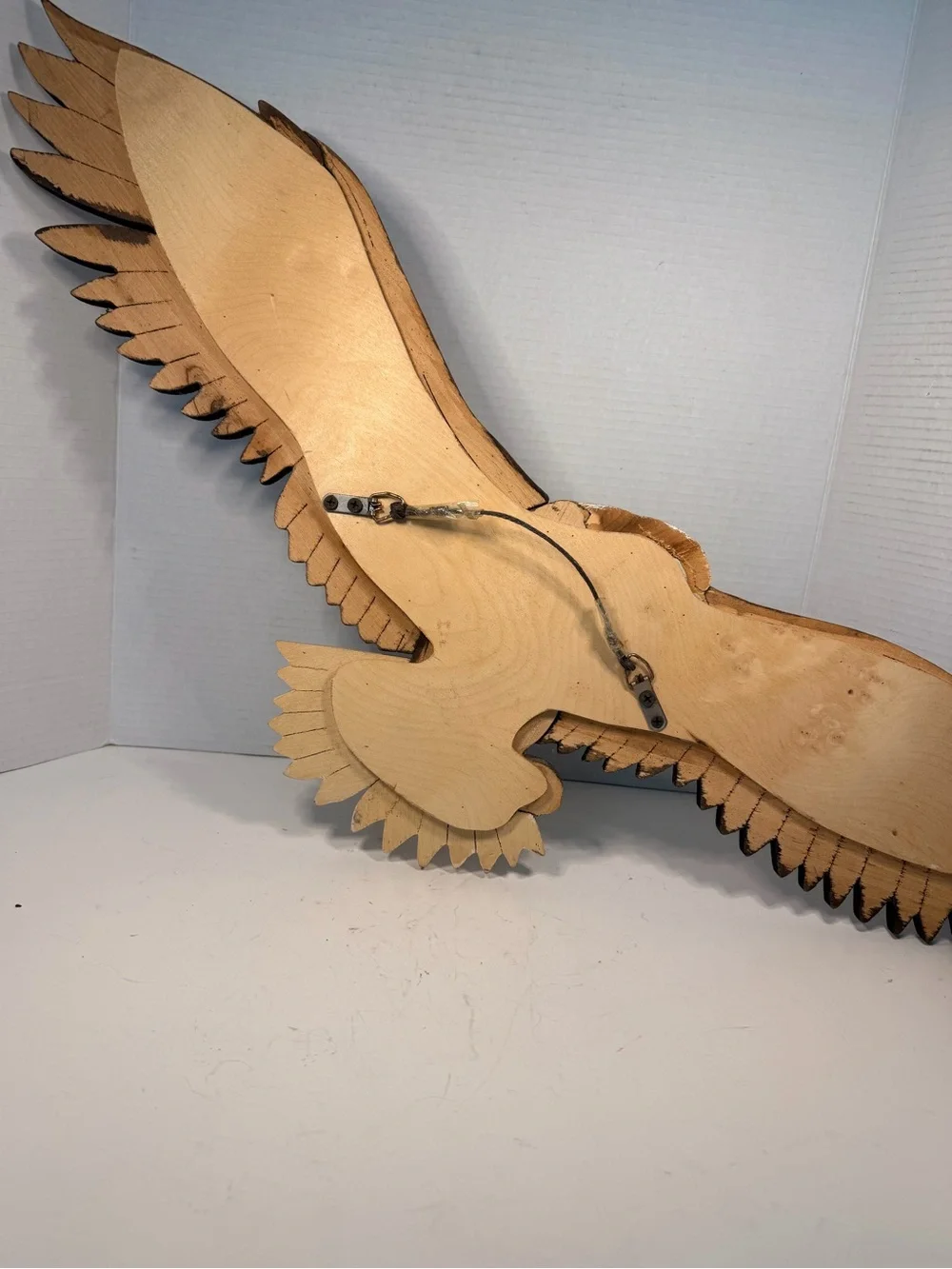 Vintage Hand Carved Wooden Flying Bald Eagle Wall Art Hanging Decor